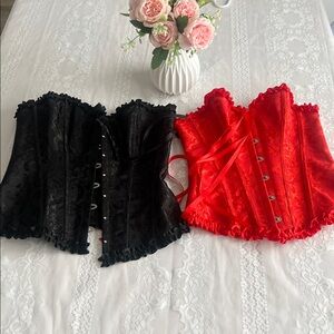 HOT RED & BLACK Bundle of 2 CORSETS SIZE SMALL